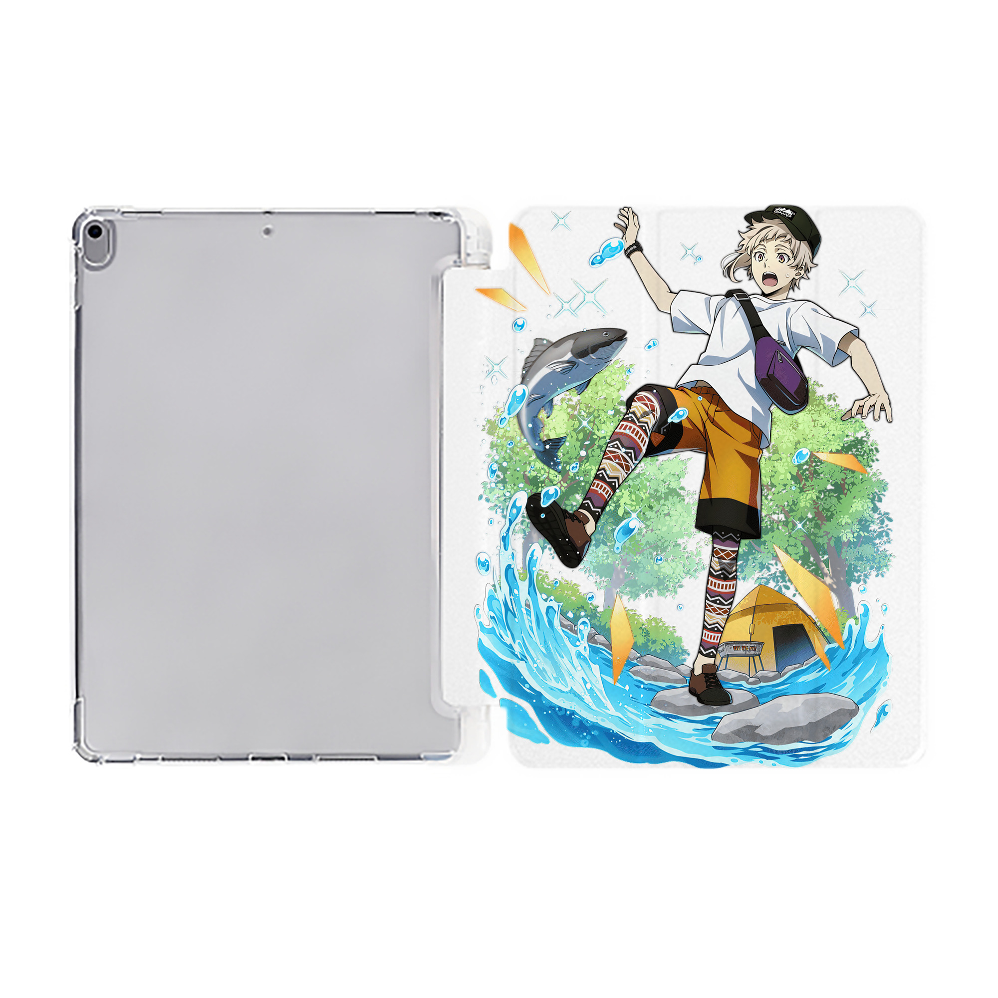 （画像用） 文豪ストレイドッグス Bungo Stray Dogs IPad ケース ペン収納付き 三つ折りスタンド PUレザー×シリコン 対応機種9.5/10.5/10.9インチ